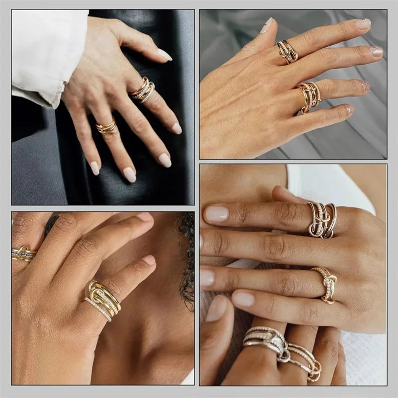 Four-Ring Jewelry Ring, Hypoallergenic, Ins Style, Stacking Artifact, Suitable For Young Wome Jewelry